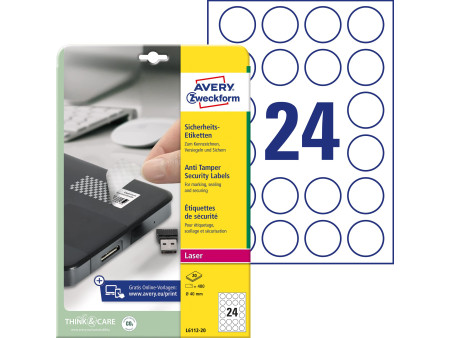 AVERY Zweckform Etiquette de sécurité, rond, diamètre 40 mm
