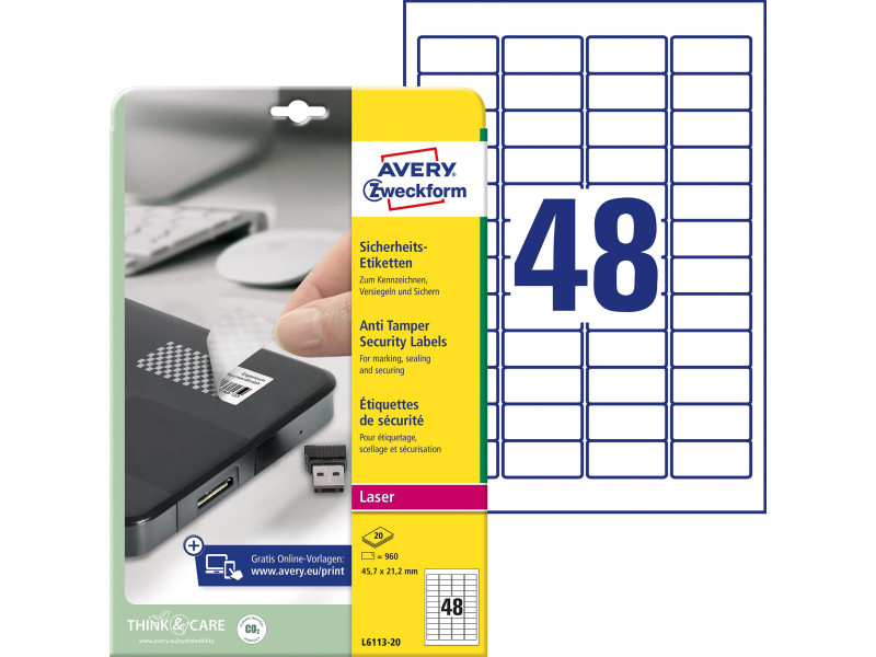 AVERY Zweckform Etiquette de sécurité, 45,7 x 21,2 mm