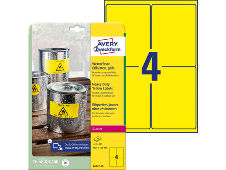 AVERY Zweckform Etiquette film, 99,1 x 139,0 mm, jaune