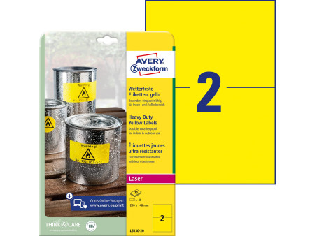 AVERY Zweckform Etiquette film, 210 x 148 mm, jaune