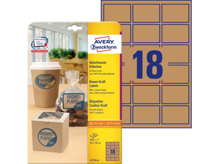 AVERY Zweckform Etiquette couleur Kraft, 62 x 42 mm