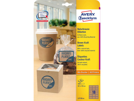 AVERY Zweckform Etiquette couleur Kraft, 62 x 42 mm