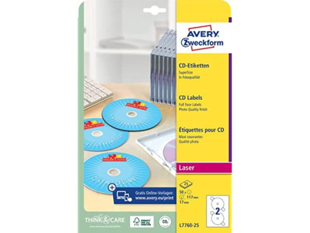 AVERY Zweckform Etiquette CD/DVD SuperSize, blanc