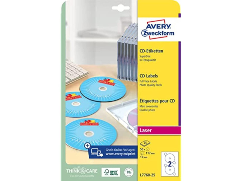 AVERY Zweckform Etiquette CD/DVD SuperSize, blanc
