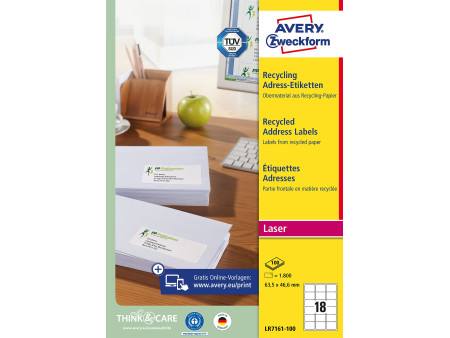 AVERY Zweckform Etiquette d'adresse recyclée, 63,5 x 46,6 mm
