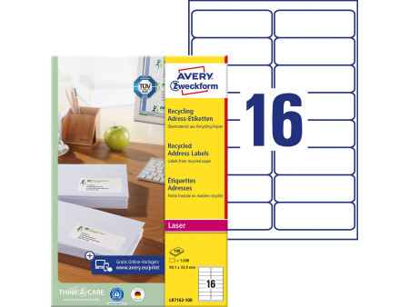 AVERY Zweckform Etiquette d'adresse recyclée, 99,1 x 33,9 mm