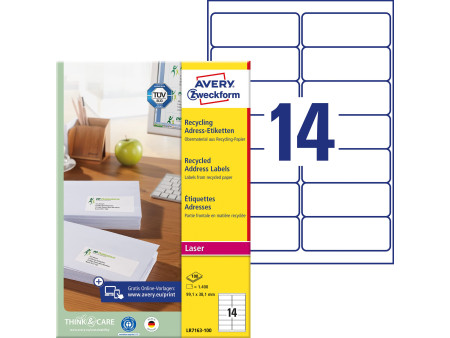 AVERY Zweckform Etiquette d'adresse recyclée, 99,1 x 38,1 mm