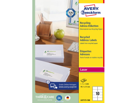 AVERY Zweckform Etiquette d'adresse recyclée, 99,1 x 57 mm