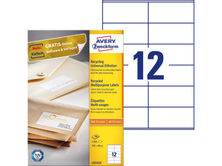 AVERY Zweckform Etiquettes multi-usage recyclées