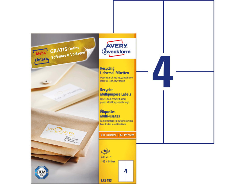 AVERY Zweckform Etiquettes multi-usage recyclées