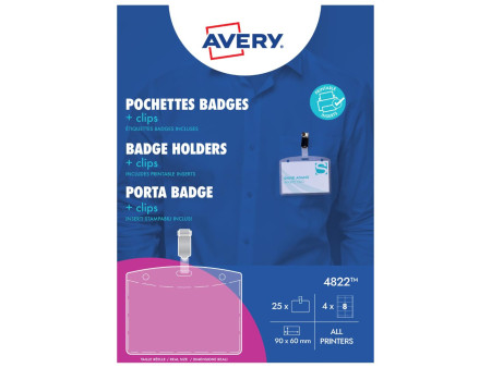 AVERY Porte-badge à pince, 90 x 60 mm