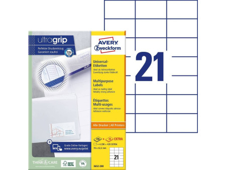 AVERY Zweckform Etiquette universelle, 70 x 42,3 mm, blanc