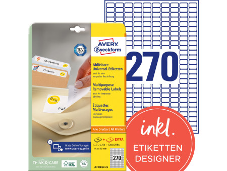 AVERY Zweckform Etiquette universelle, 17,8 x 10 mm, blanc