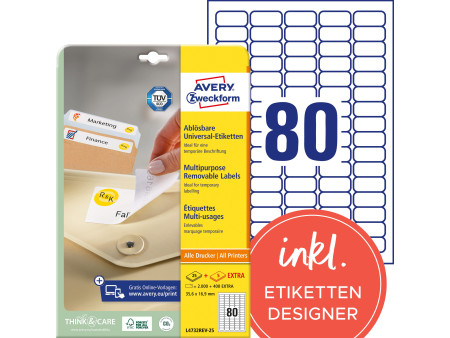 AVERY Zweckform Etiquette universelle, 35,6 x 16,9 mm, blanc