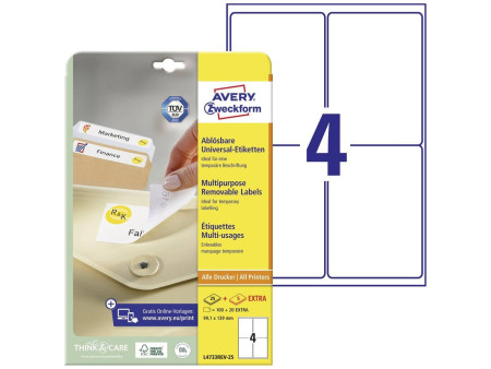 AVERY Zweckform Etiquette universelle, 99,1 x 139 mm, blanc