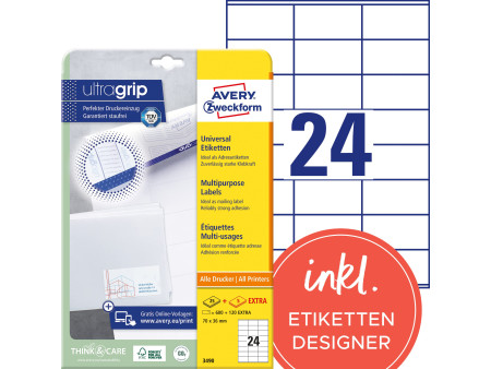 AVERY Zweckform Etiquette universelle, 70 x 36 mm, blanc