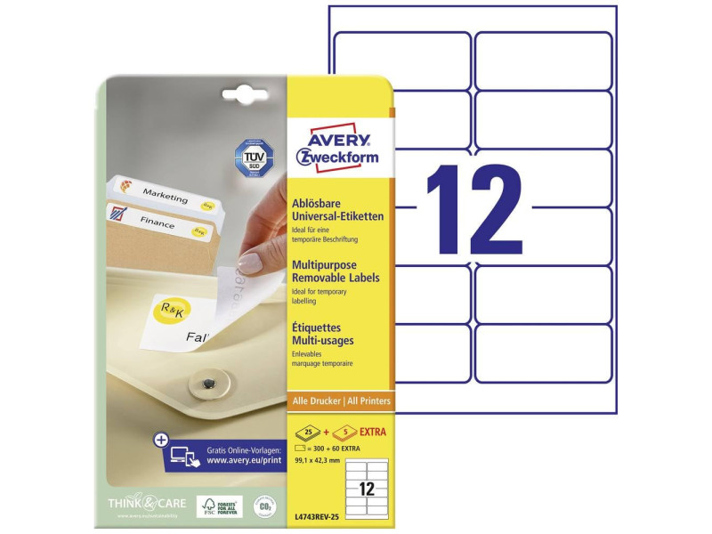 AVERY Zweckform Etiquette universelle, 99,1 x 42,3 mm, blanc