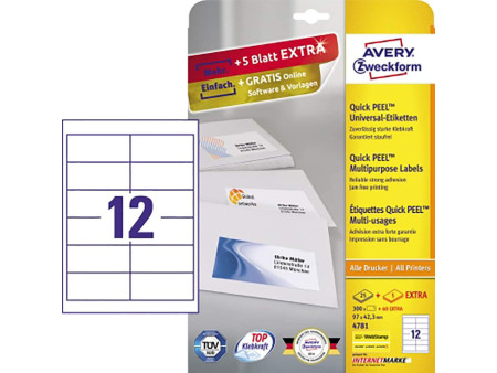 AVERY Zweckform Etiquette universelle, 97 x 42,3 mm, blanc