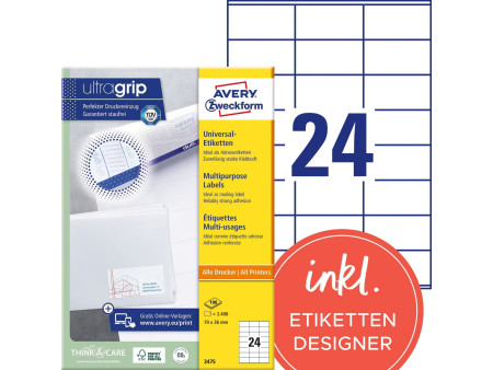 AVERY Zweckform Etiquette universelle, 70 x 36 mm, blanc