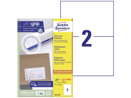 AVERY Zweckform Etiquette universelle, 210 x 148 mm, blanc