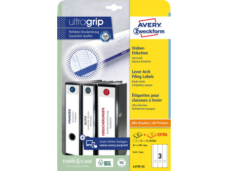 AVERY Zweckform Etiquette pour dos de classeur, 61 x 297 mm
