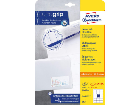 AVERY Zweckform Etiquette universelle, 64 x 45 mm, blanc