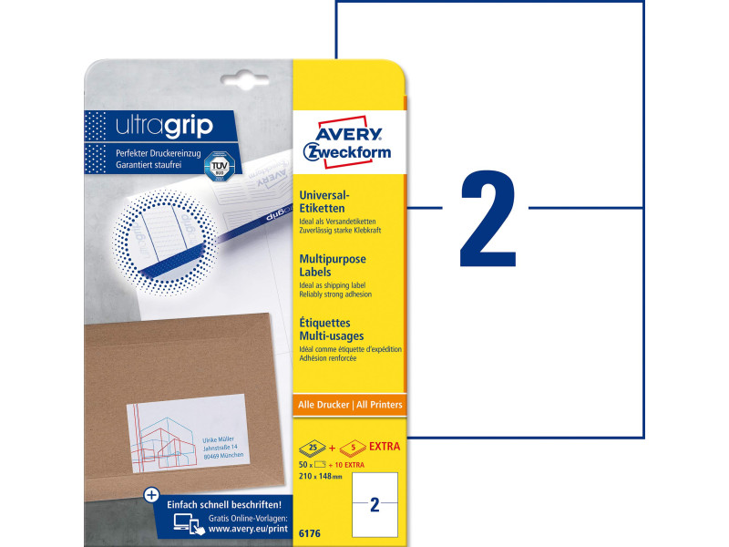 AVERY Zweckform Etiquette universelle, 210 x 148 mm, blanc
