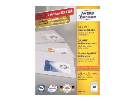 AVERY Zweckform Etiquette universelle, 48,5 x 25,4 mm, blanc