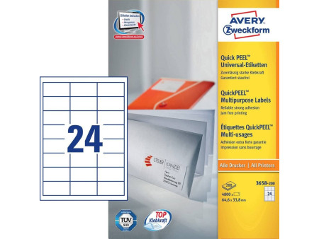 AVERY Zweckform Etiquette universelle, 64,6 x 33,8 mm, blanc