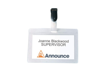 pavo Porte-badge plastifié, avec clip, 54 x 90 mm