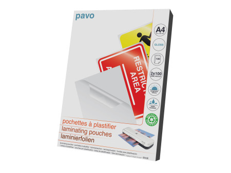 pavo Pochette de plastification, A4, brillant, 200 microns