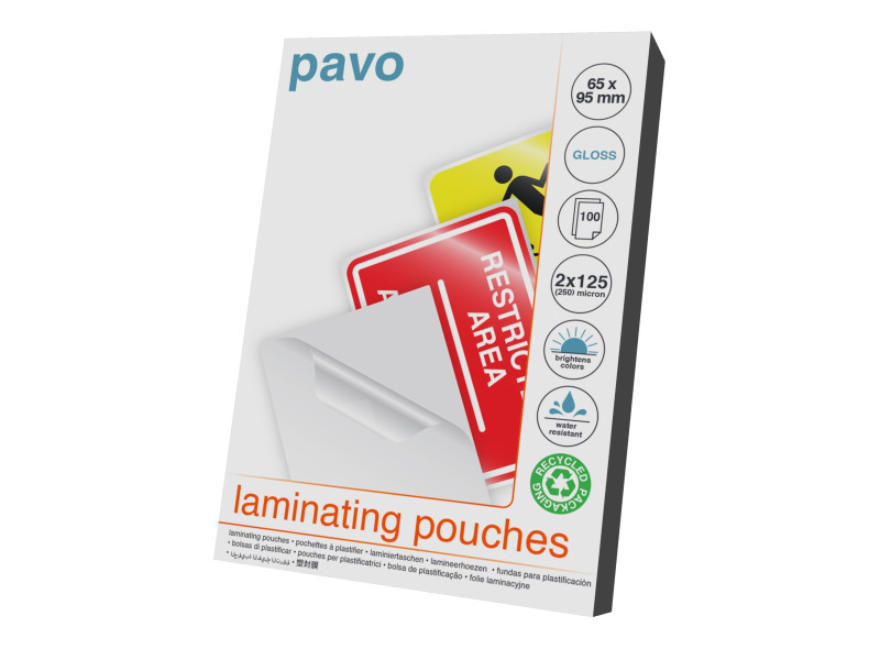 pavo Pochette de plastification, 65x95 mm, brillant