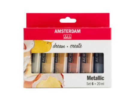 ROYAL TALENS Peinture acrylique AMSTERDAM Metallic, 6x 20 ml