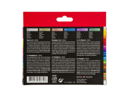 ROYAL TALENS Peinture acrylique AMSTERDAM Pearl, 6 x 20 ml