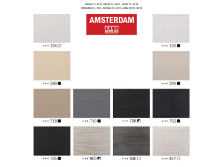 ROYAL TALENS Peinture acrylique AMSTERDAM Greys, 12 x 20 ml