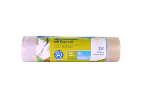 Secolan Sac poubelle à liens coulissants, 35 litres, blanc