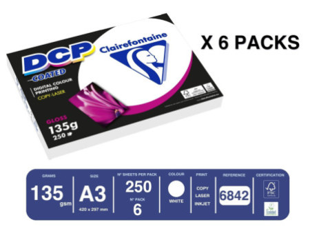 Clairefontaine Papier laser DCP Coated Gloss, A3, 135 g/m2