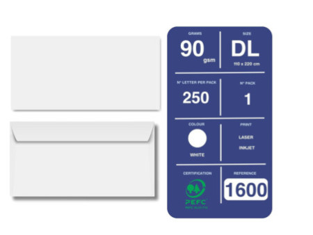 Clairefontaine Enveloppes format long, 110 x 220 mm, blanc