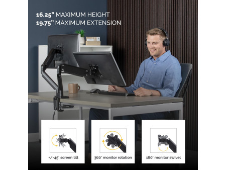 Fellowes Bras support pour écran double Platinum Series