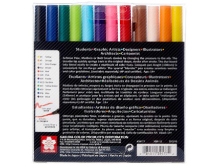 SAKURA Stylo pinceau Koi Coloring Brush, étui de 12