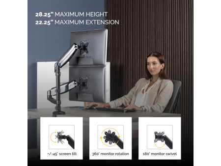Fellowes Bras porte-écrans double Platinum Series, noir