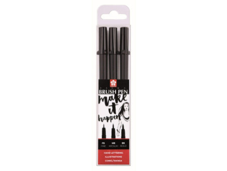 SAKURA Stylo pinceau PIGMA BRUSH, étui de 3, noir