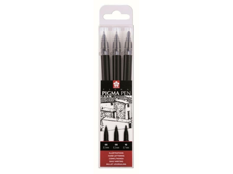 SAKURA Stylo feutre PIGMA PEN, étui de 3, noir
