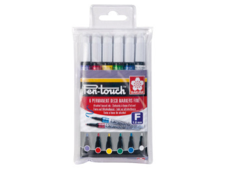 SAKURA Marqueur permanent Pen-Touch Moyen, étui de 6