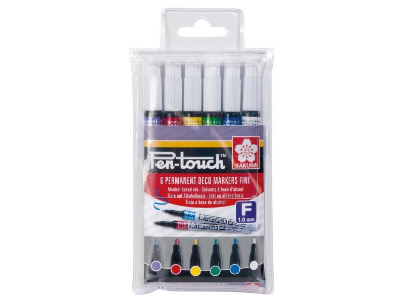 SAKURA Marqueur permanent Pen-Touch Moyen, étui de 6