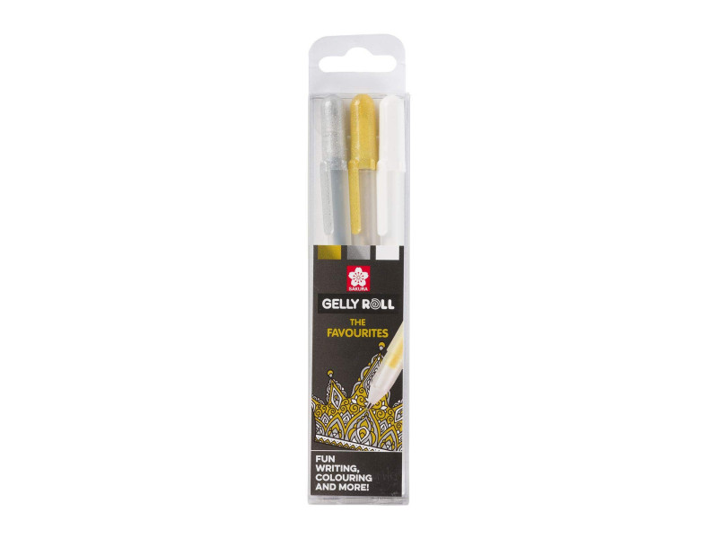 SAKURA Stylo roller encre gel Gelly Roll 'Or-Argent-Blanc'