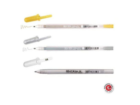SAKURA Stylo roller encre gel Gelly Roll 'Or-Argent-Blanc'