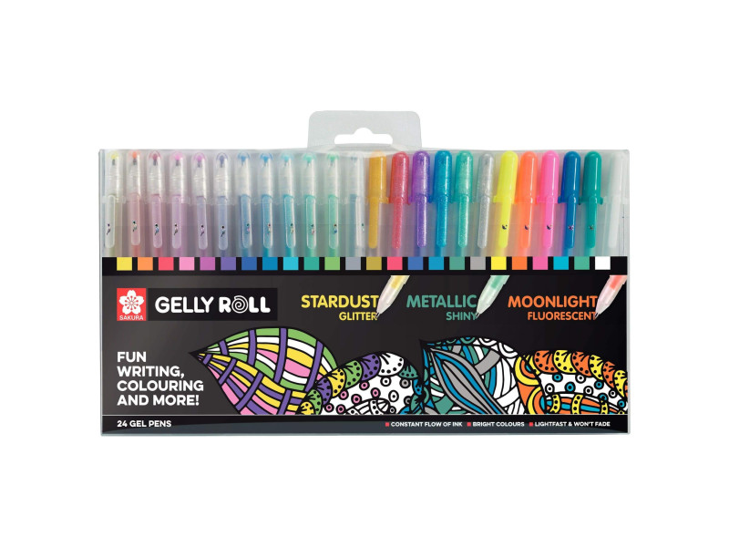SAKURA Stylo roller à encre gel Gelly Roll Mix, étui de 24