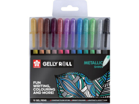 SAKURA Stylo roller encre gel Gelly Roll Metallic étui de 12