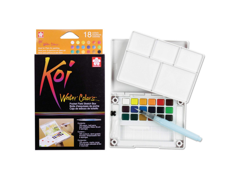 SAKURA Peinture aquarelle Koi Water Colors Sketch Box 18